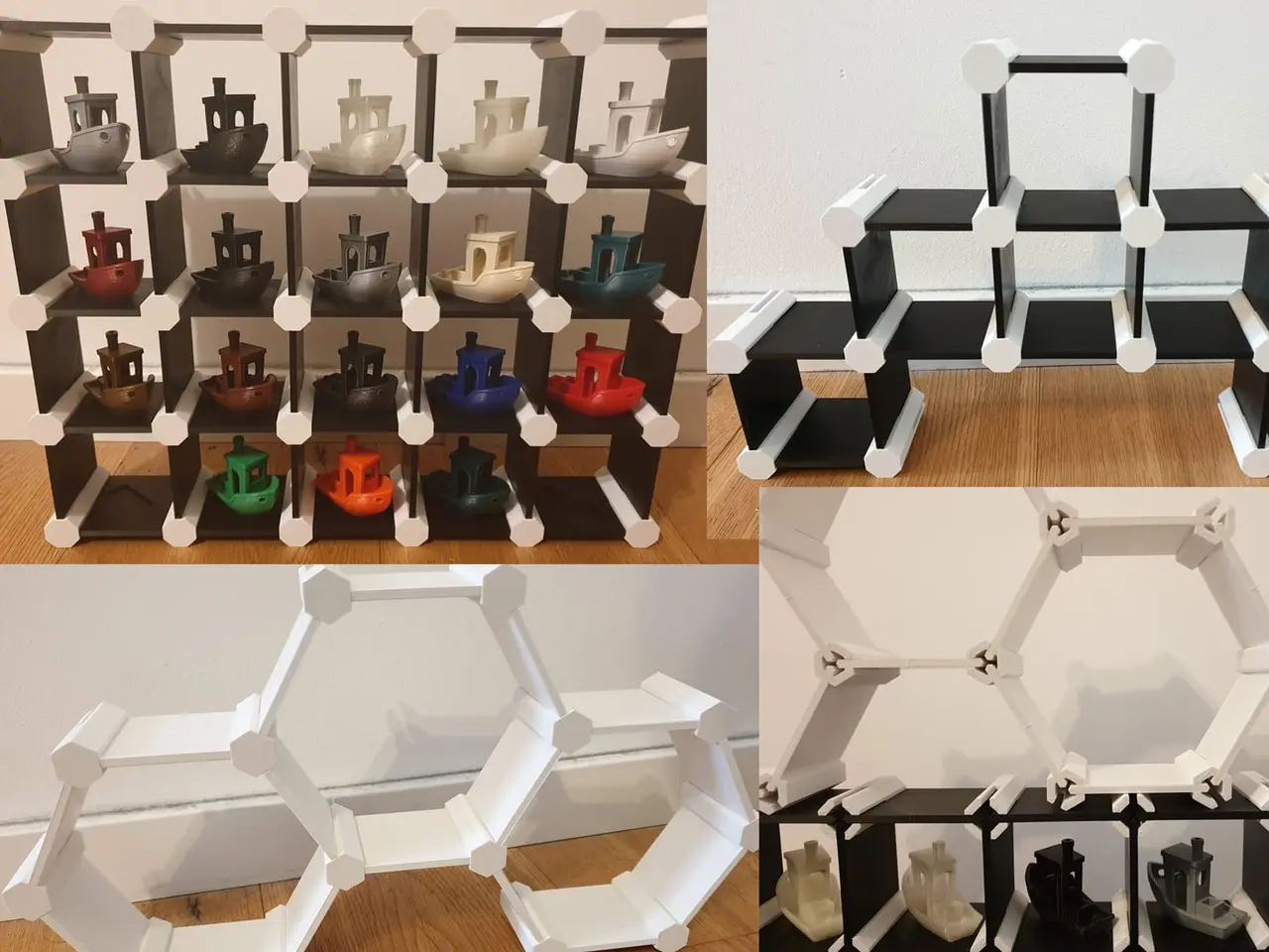 Customizable Modular Square / Hex Shelf (incl. Benchy Shelf) — modelo 3D