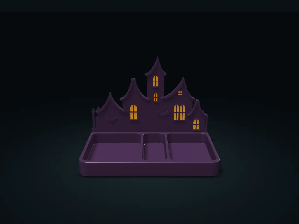 Gothic Haunted House Organizer Tray with Window Inserts — modelo 3D