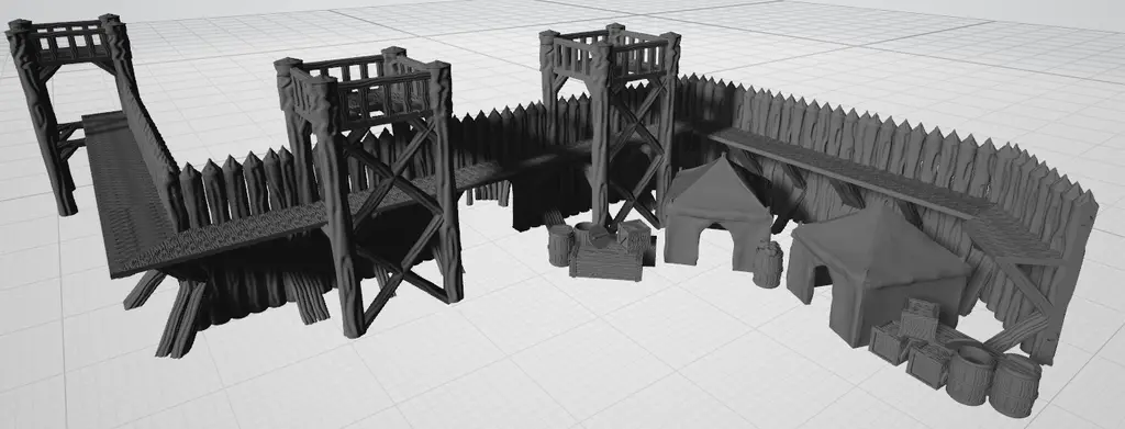 Fantasy Palisade Wall — modelo 3D