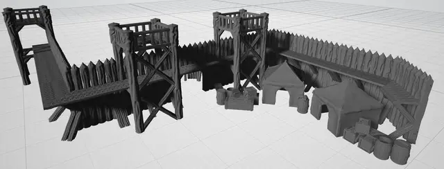 Fantasy Palisade Wall — modelo 3D