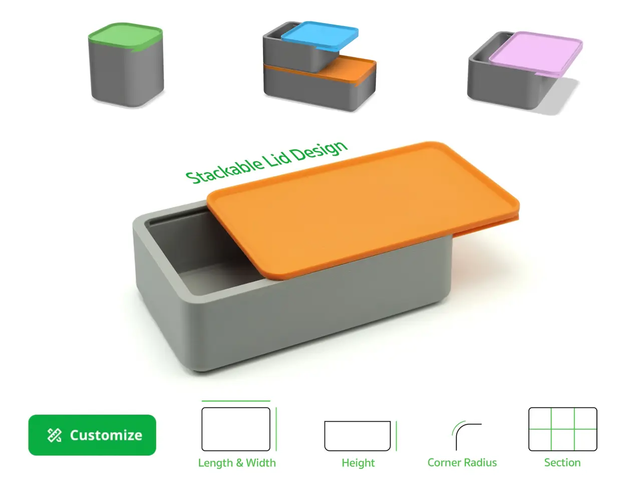 Customizable Box with Slide Lid (Parametric Box) — modelo 3D
