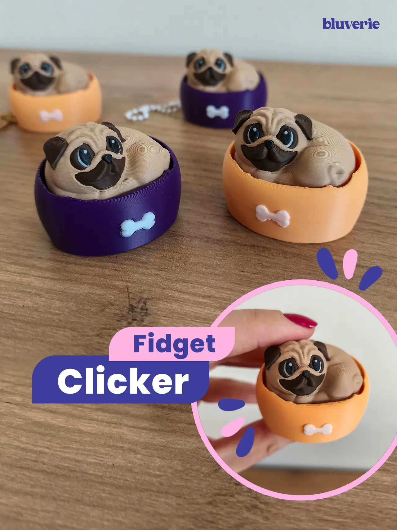 Pug Fidget Clicker — modelo 3D