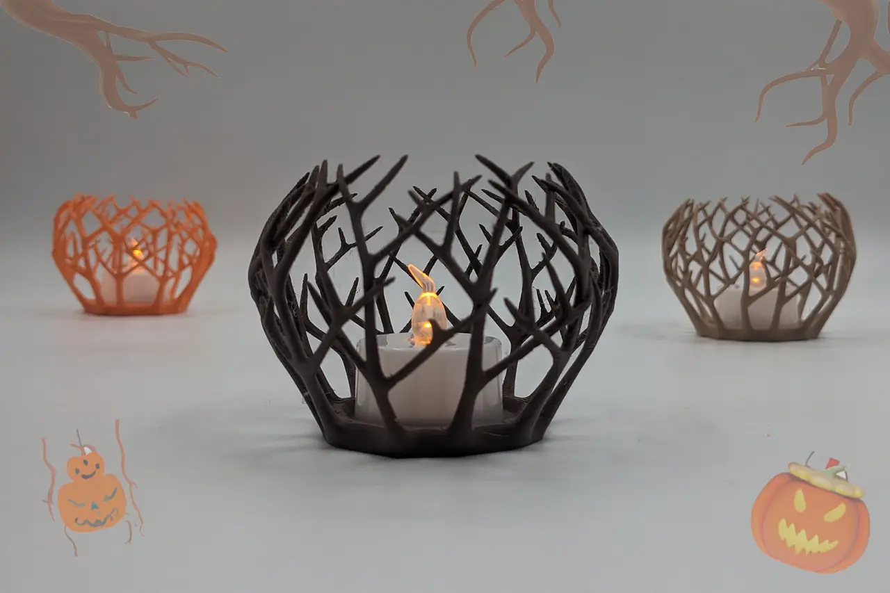 Creepy Tree Halloween Candle Holder - 3D Printable Spooky Decor — modelo 3D