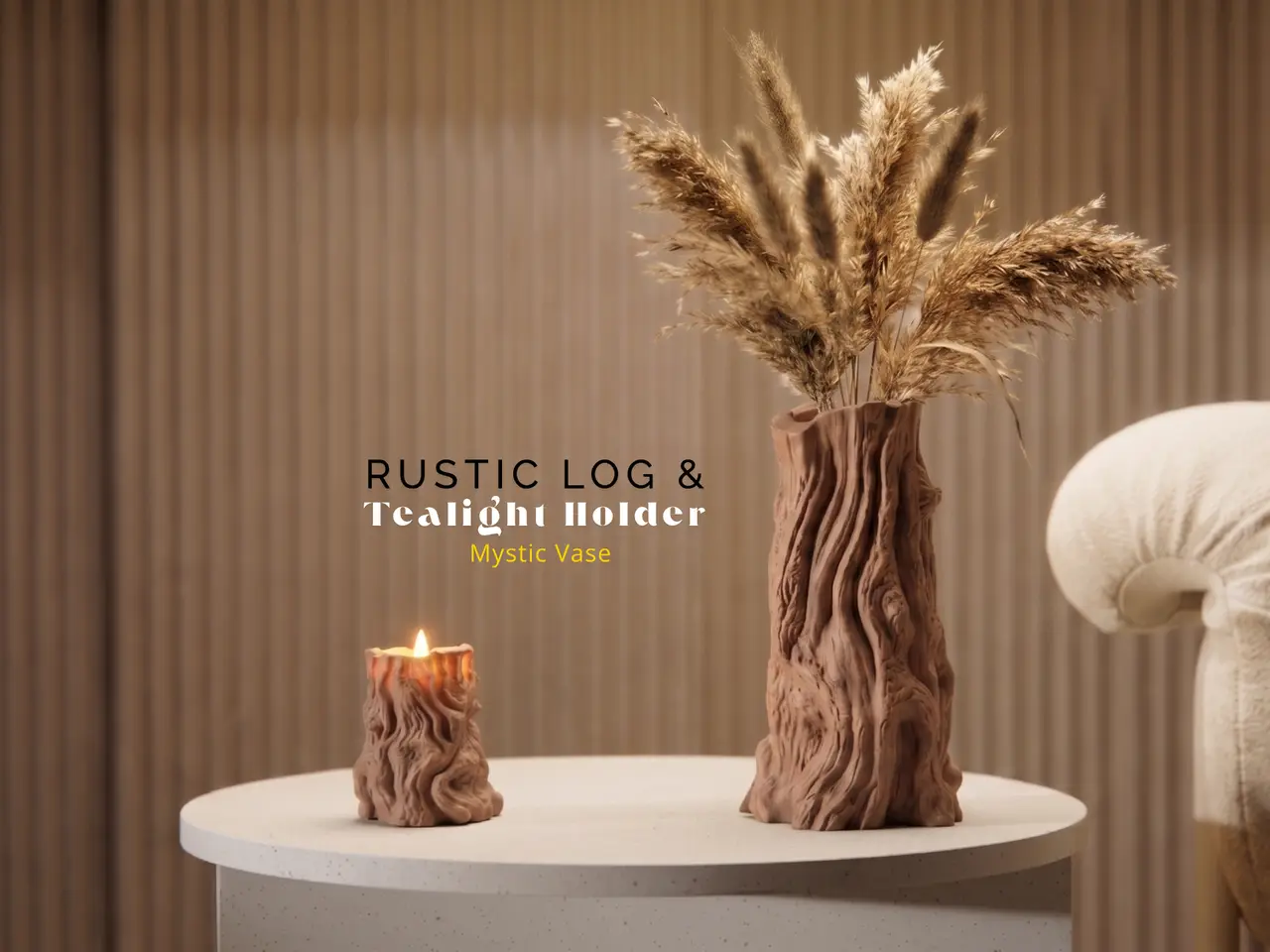 Rustic Log Vase & Tealight Holder — modelo 3D