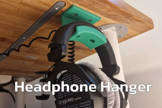 Headphone Hanger - Under Desk w/ Cable Management — modelo 3D