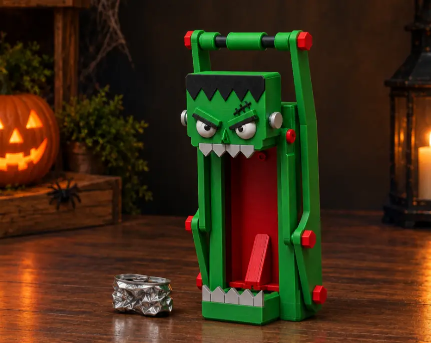 Frankenstein Mechanical Can Crusher – 3D Printable Aluminum — modelo 3D