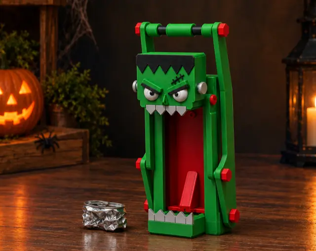 Frankenstein Mechanical Can Crusher – 3D Printable Aluminum — modelo 3D