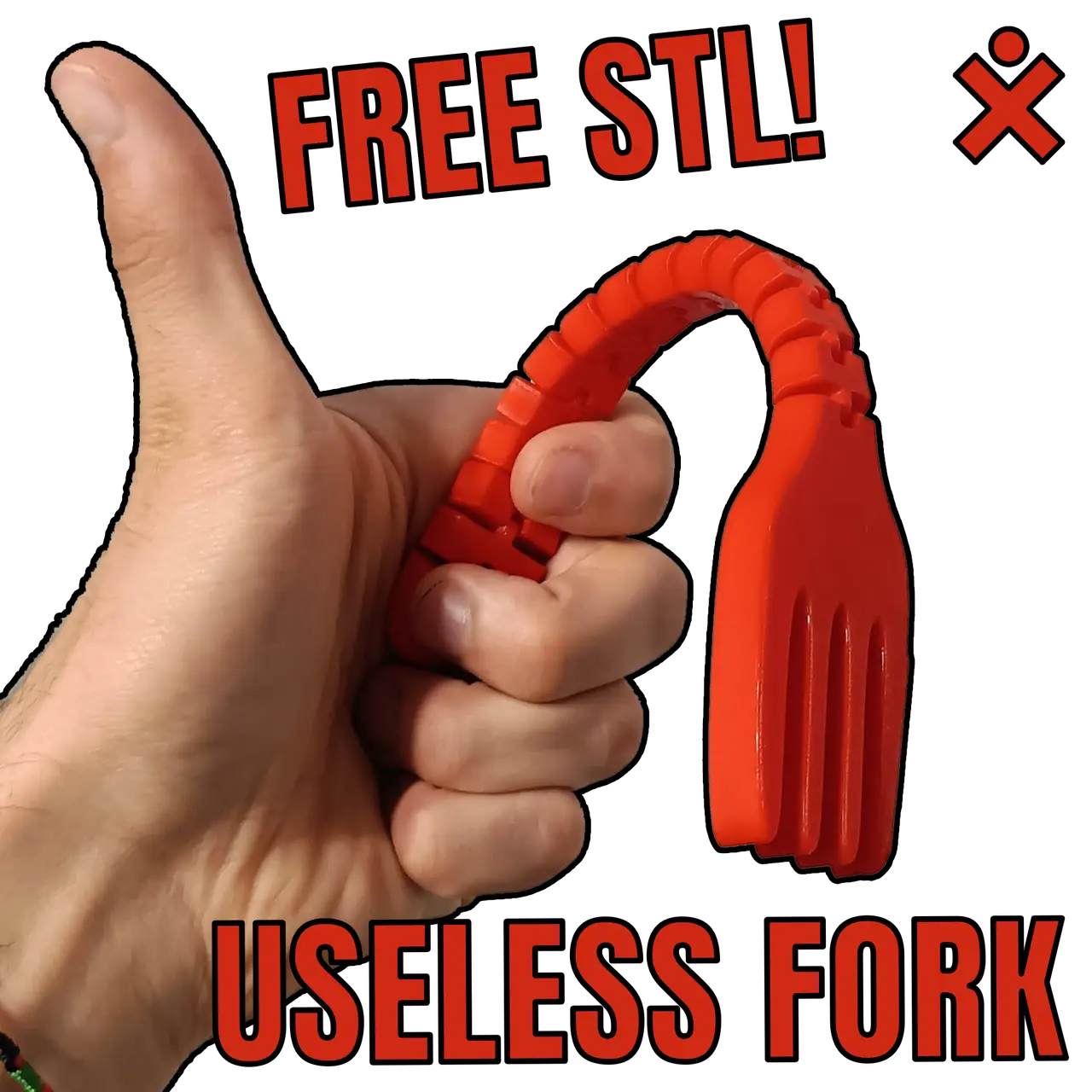 Useless fork - PRINT IN PLACE, FLEXI STL by Forbidden Miniatures — modelo 3D