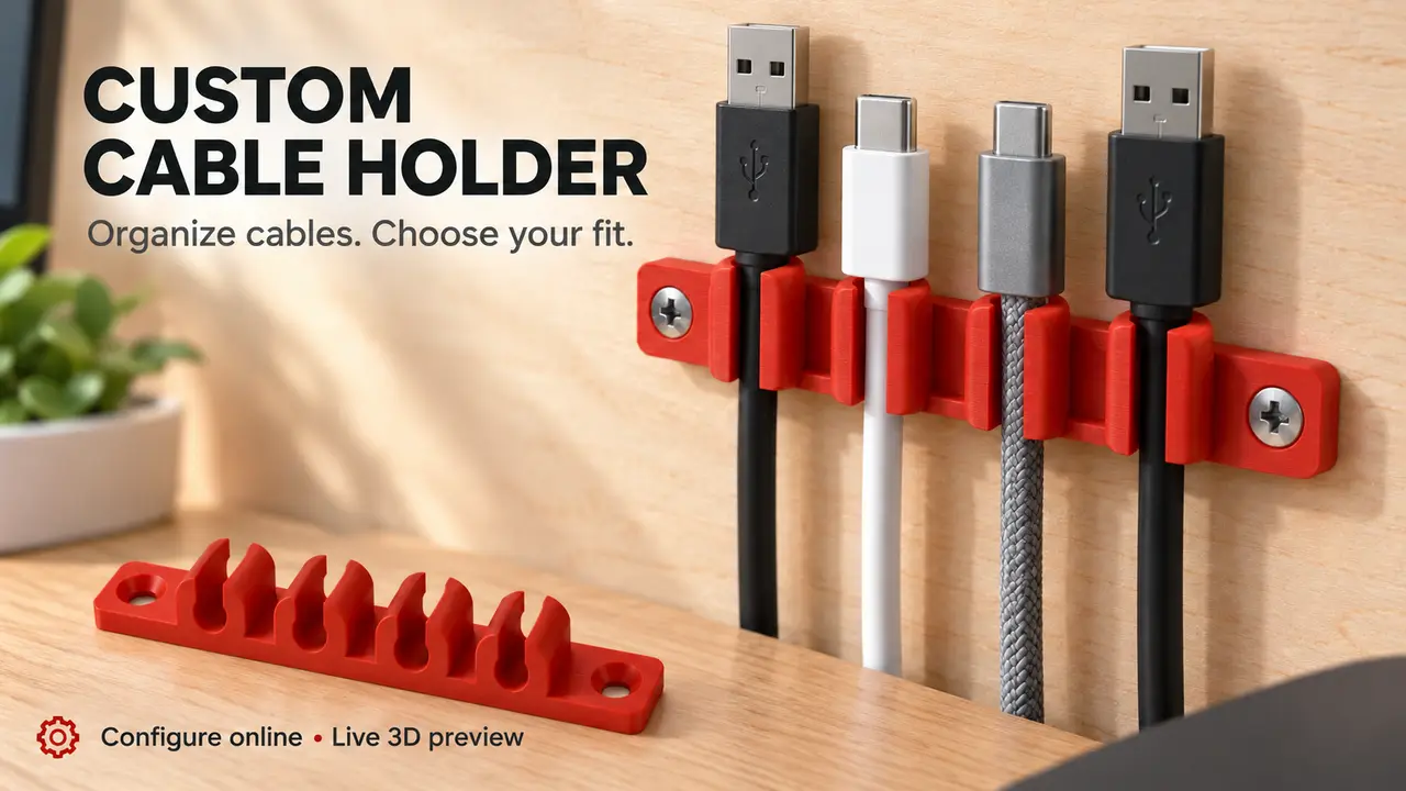 Parametric Cable Organizer – Screw-Mounted Multi Cable Clip — modelo 3D