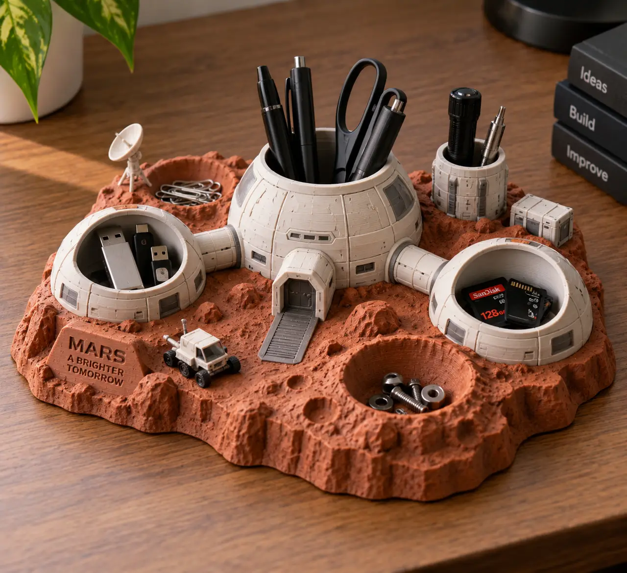 Lunar Base Desk Organizer - Moon Colony Tray — modelo 3D