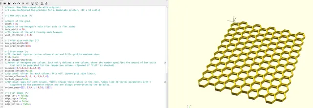 Customizable Honeycomb Storage Wall (OpenSCAD) v2.1 Bambulabs — modelo 3D