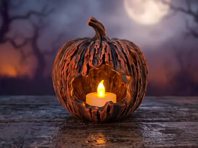 Spooky Textured Pumpkin Halloween Tealight — modelo 3D