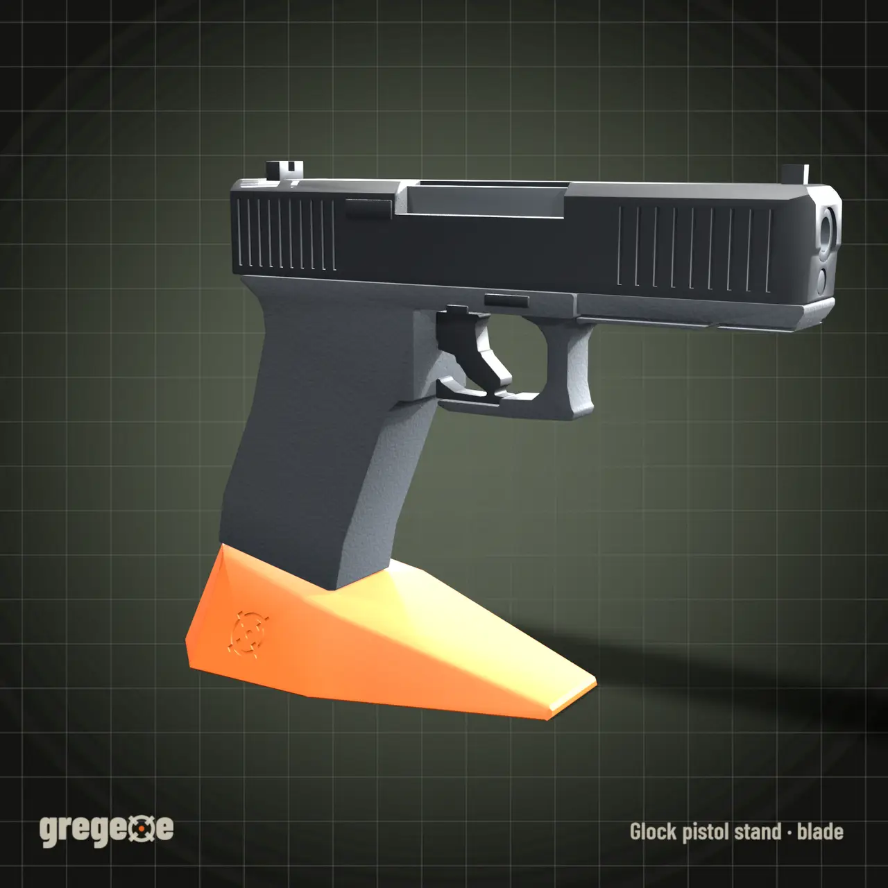 Airsoft Pistol Stand for Glock | Blade Base | Fits the Mag Well | No Supports — modelo 3D