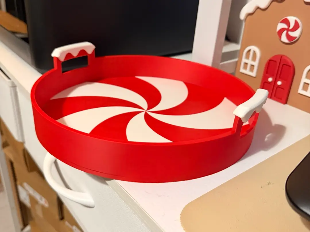 Christmas Peppermint Swirl Tray | No AMS Required — modelo 3D