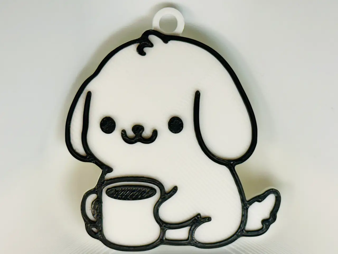 Dog Drinking Coffee Keychain — modelo 3D