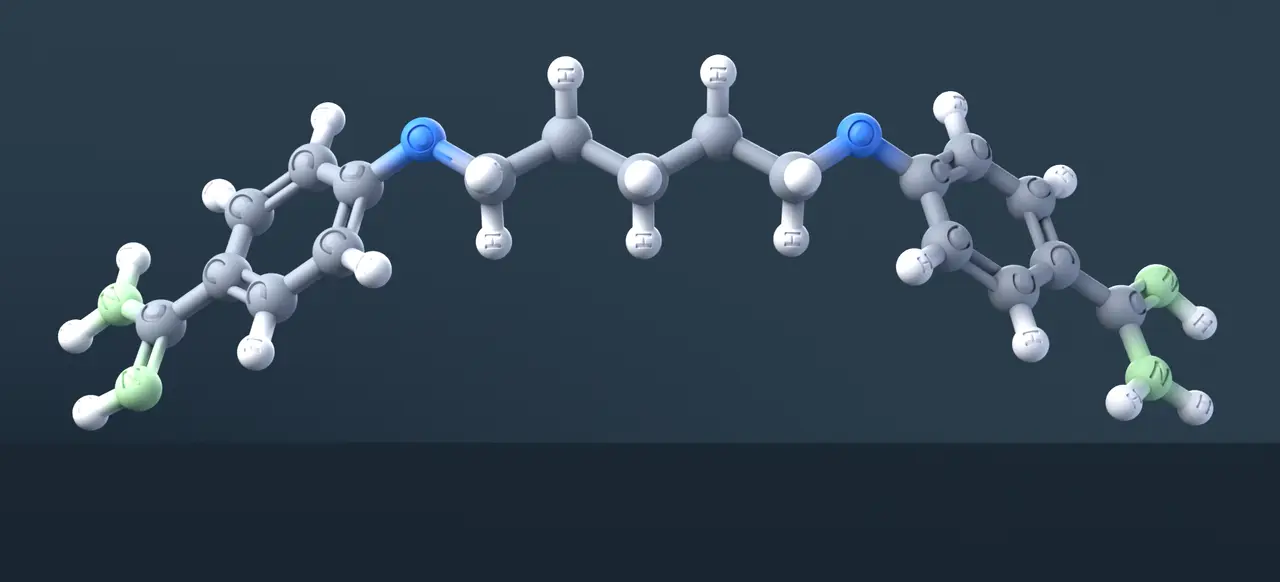 Pentamidine 3D Molecular Model — CAS 100-33-4 — modelo 3D