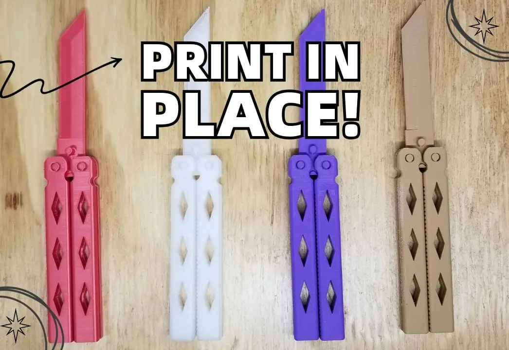 Butterfly Knife - Print in Place - (Balisong) — modelo 3D