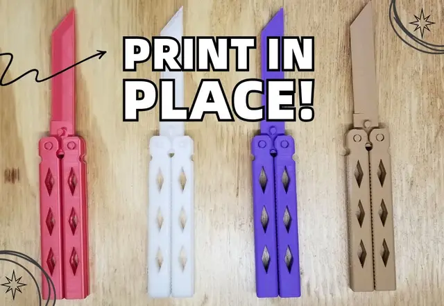 Butterfly Knife - Print in Place - (Balisong) — modelo 3D