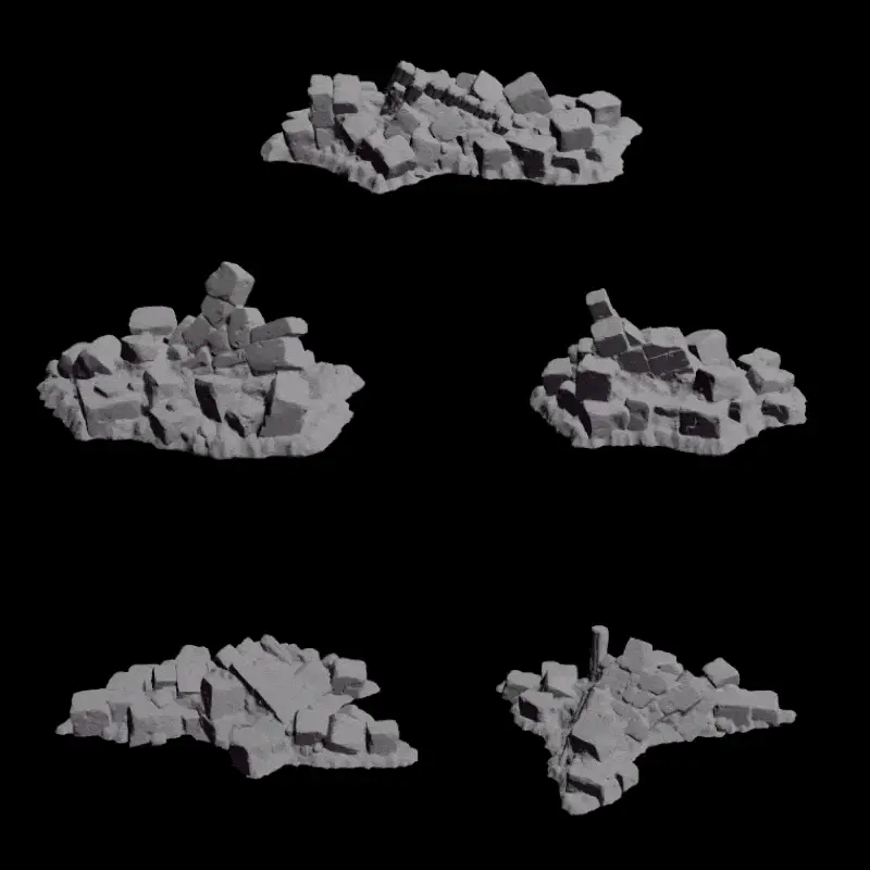 Medieval Stone Wall Ruin Set Vol. III - Basing & Rubble (FDM & RESIN) — modelo 3D