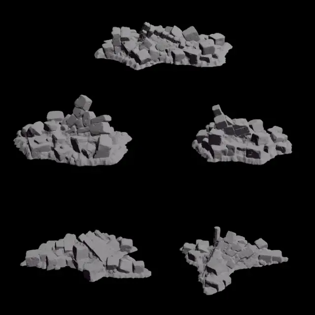 Medieval Stone Wall Ruin Set Vol. III - Basing & Rubble (FDM & RESIN) — modelo 3D