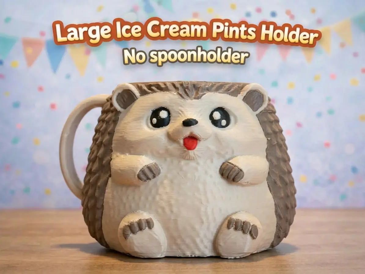 Hedgehog Ice Cream Pints Holder No Spoonholder — modelo 3D