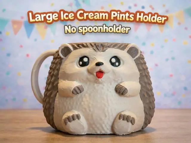 Hedgehog Ice Cream Pints Holder No Spoonholder — modelo 3D