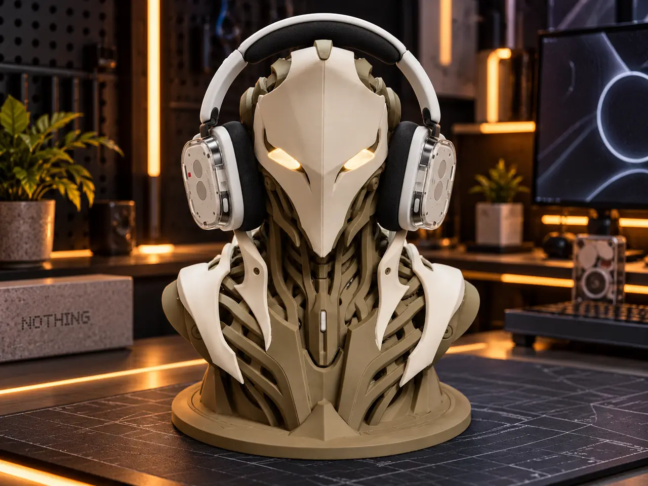 Cyber Sentinel Nothing Headphone Stand LED Eyes — modelo 3D