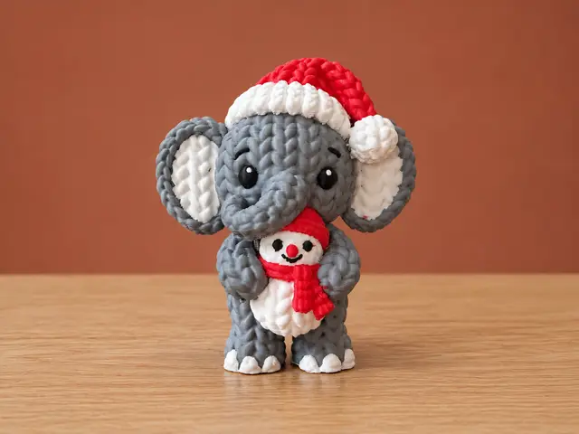 Knitted Christmas Elephant Snowman Hugger — modelo 3D
