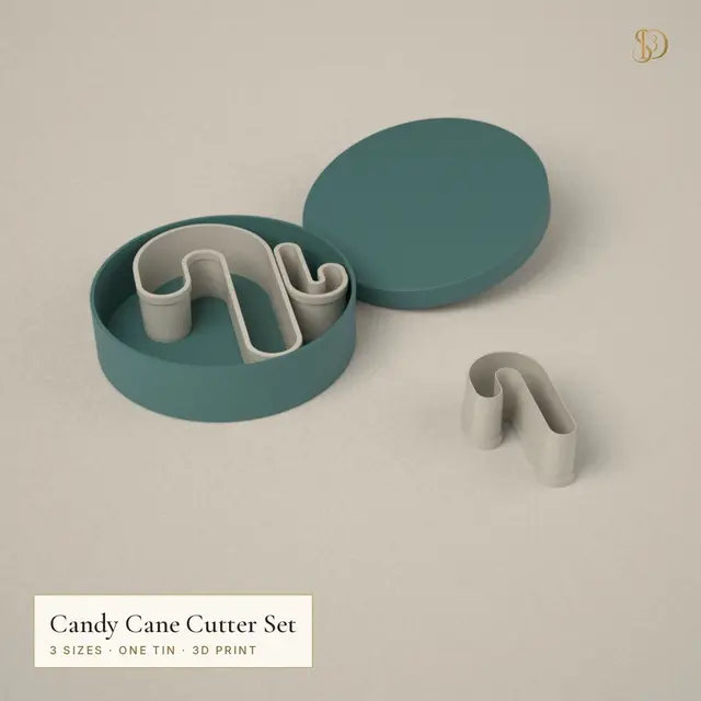 Candy Cane Cookie Cutter Set – 3 Cutters 4.8–11.9 cm in One Storage Tin — modelo 3D