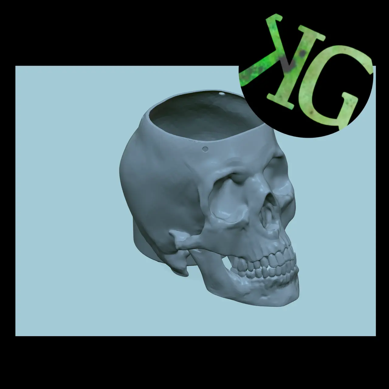 KG Customs & Creations Hanging Skull Planter / Skull Pot / Built in drip tray — modelo 3D