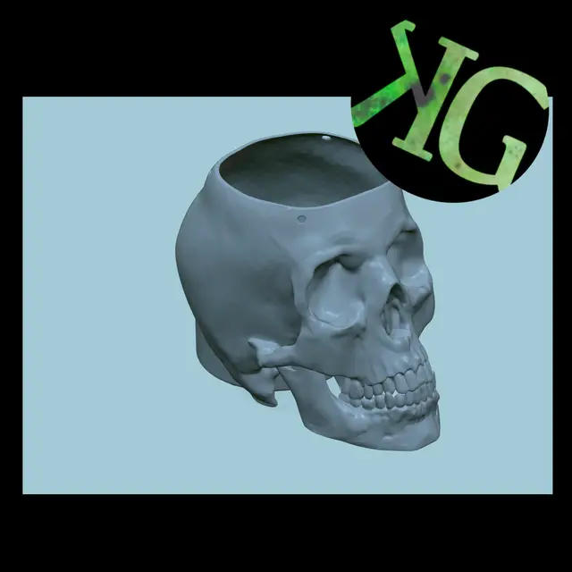 KG Customs & Creations Hanging Skull Planter / Skull Pot / Built in drip tray — modelo 3D