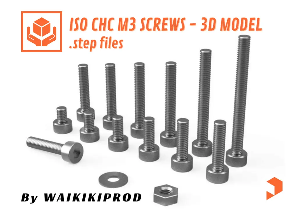 ISO CHC M3 Screws - 3D MODELS - .step files — modelo 3D
