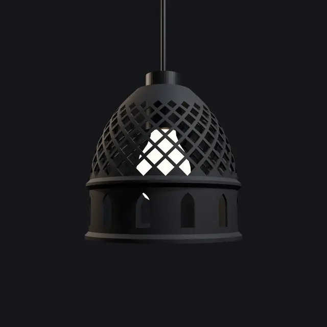 Ogive Lamp - Gothic Lozenge Lattice E27 Lamp Shade with Table and Wall Stand — modelo 3D