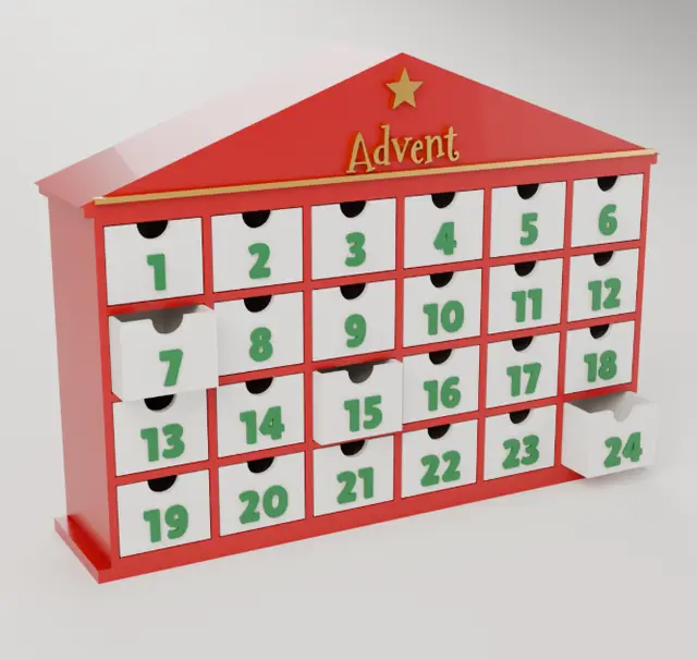 Christmas Advent Calendar – 24 Numbered Drawers — modelo 3D