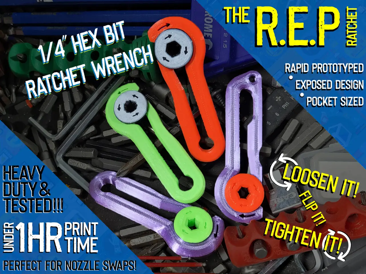 The Original R.E.P Ratchet Wrench - 1/4" Hex Bit Ratchet Wrench Tool and FIDGET TOY!!! — modelo 3D