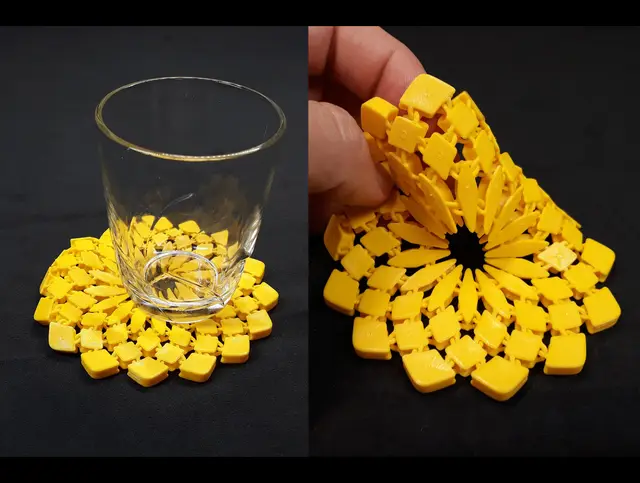 Sunflower fabric coaster — modelo 3D