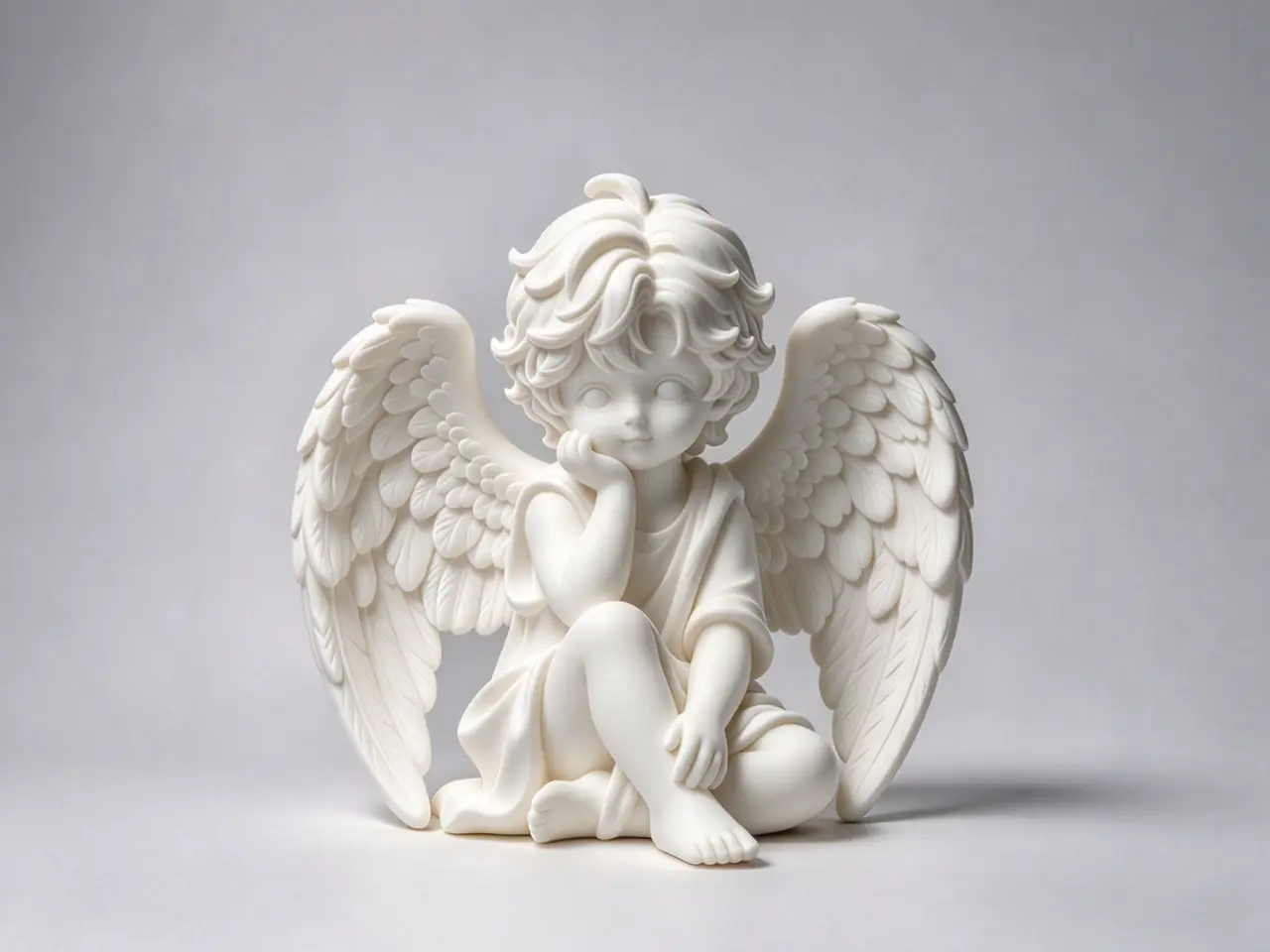 沉思小天使 宁静 治愈 圣洁 欧式古典天使 倒置打印 — modelo 3D