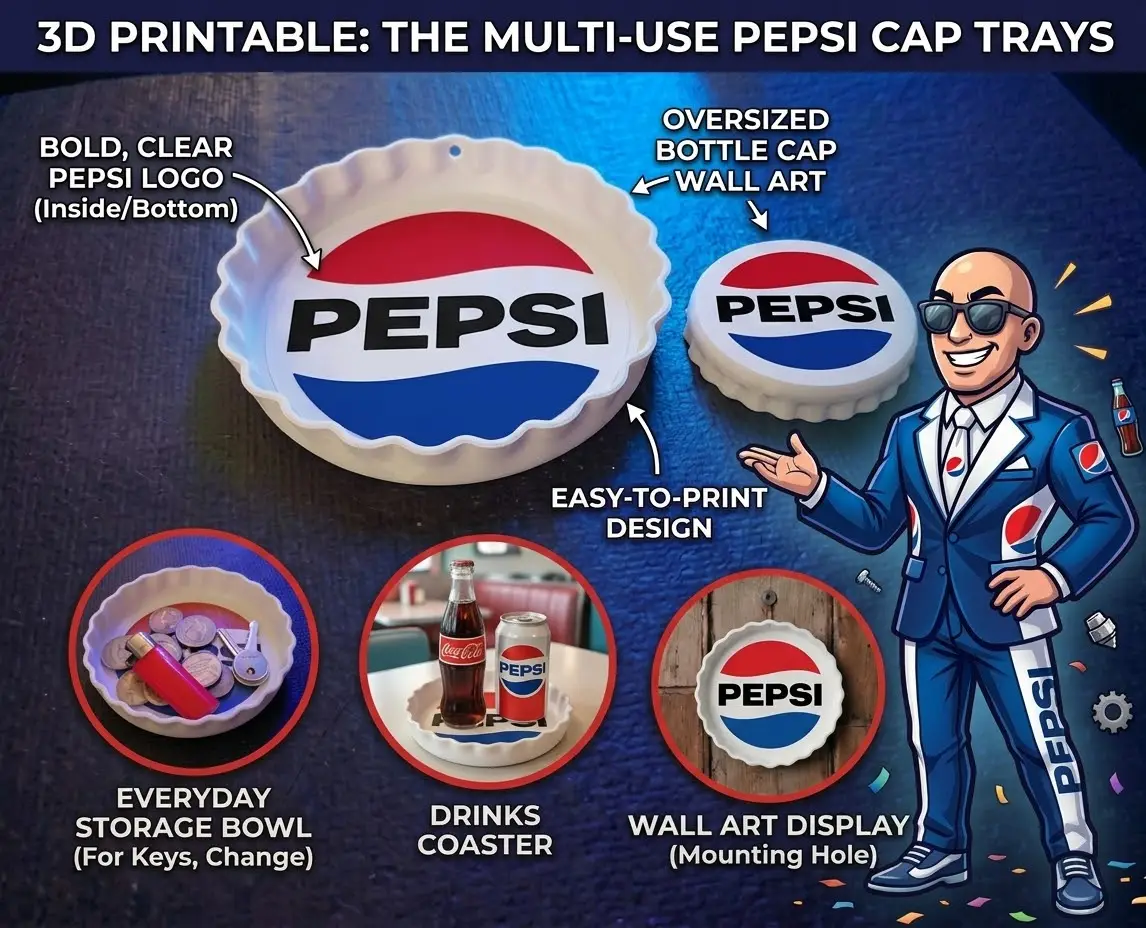 PEPSI RETRO BOTTLECAP COASTER, STORAGE & WALL ART [MULTI-COLOUR] — modelo 3D
