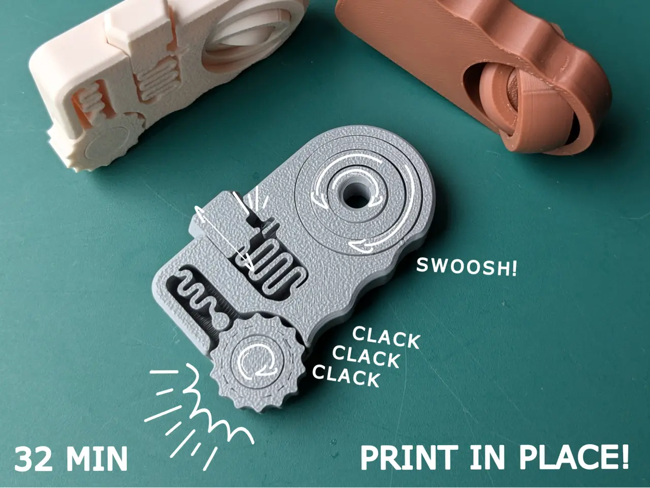 Fidget Click Clack Swoosh! Print in Place - 32 min — modelo 3D