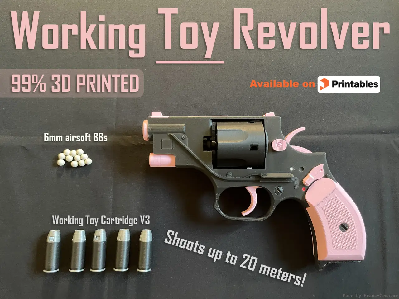 Working Toy Revolver • 99% 3D Printed — modelo 3D