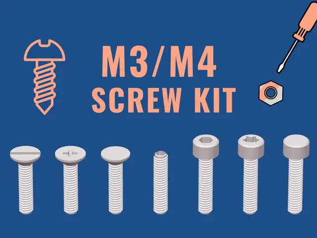 M3/M4 Screw Kit (Screws, Washers, Nuts) — modelo 3D