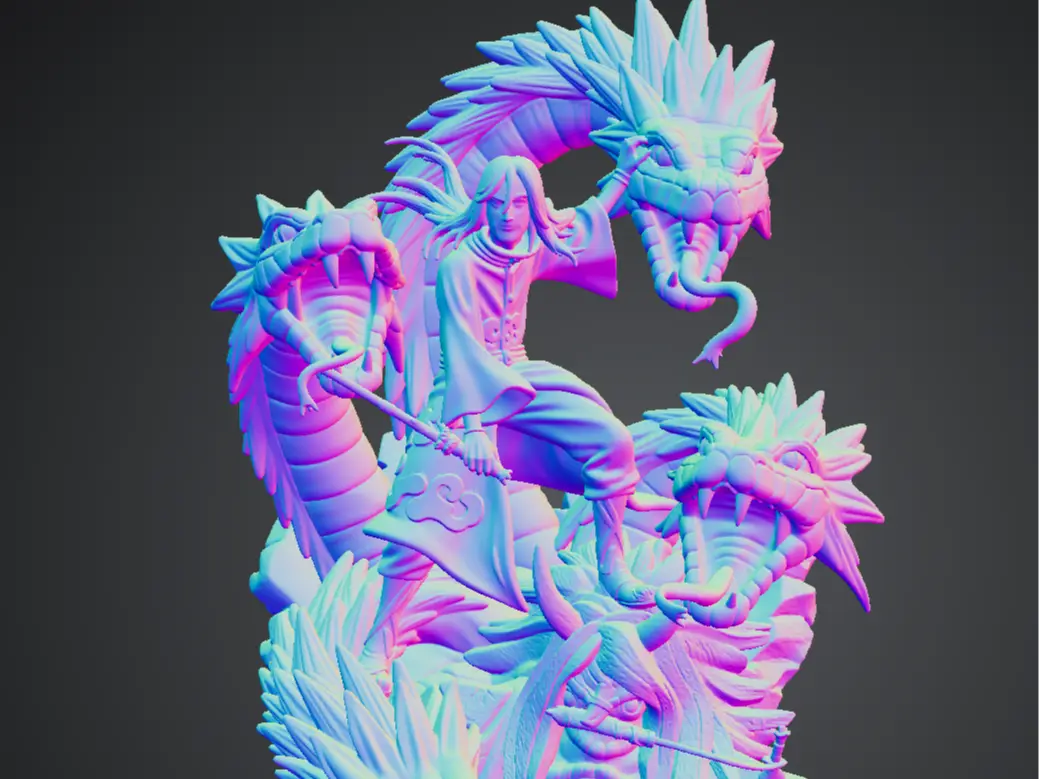 “八岐大蛇·大蛇丸”、“晓之蛇神”、“大蛇丸·八岐之影” — modelo 3D