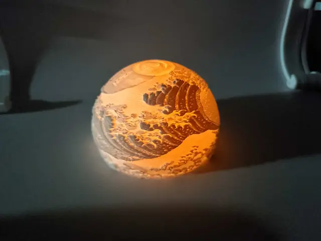 Lithophane Mood Lamp - The Great Wave off Kanagawa — modelo 3D