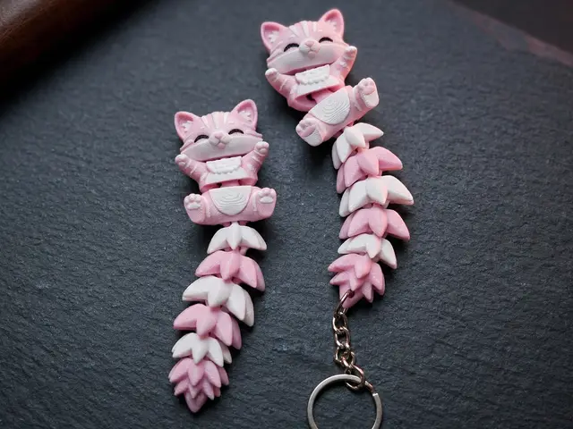 Fluffy Tail Cute Flexi Cat Toy / Keychain — modelo 3D