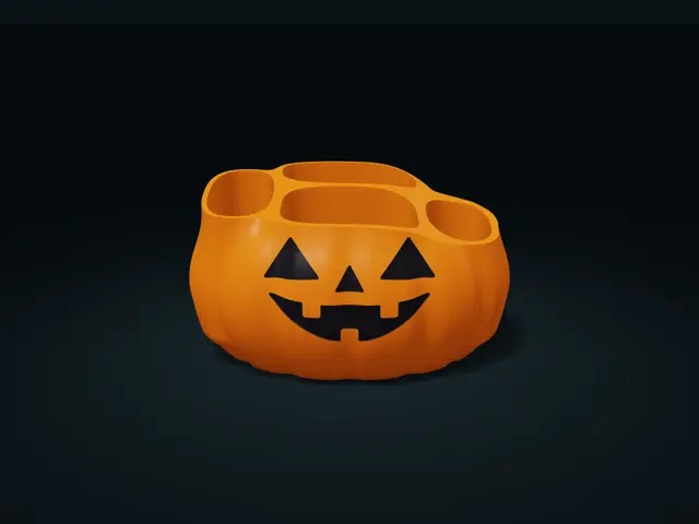 Smiling Pumpkin Organizer - Four Pockets | Halloween Storage — modelo 3D
