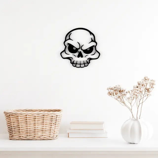 💀 Angry Skull Silhouette – 3D Printable Model — modelo 3D