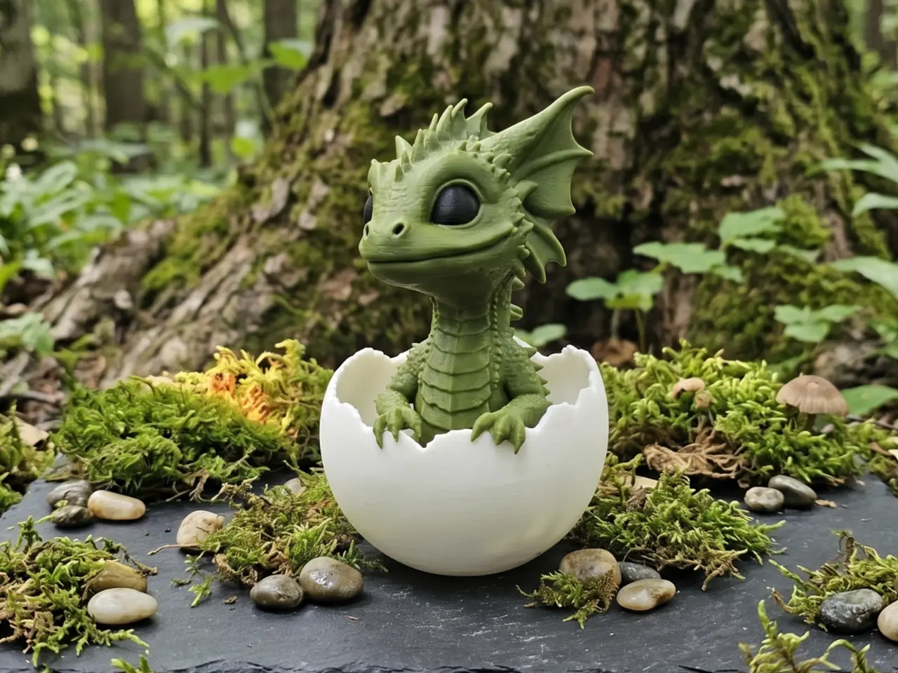 Realistic Baby Dragon Egg Hatching Figurine — modelo 3D