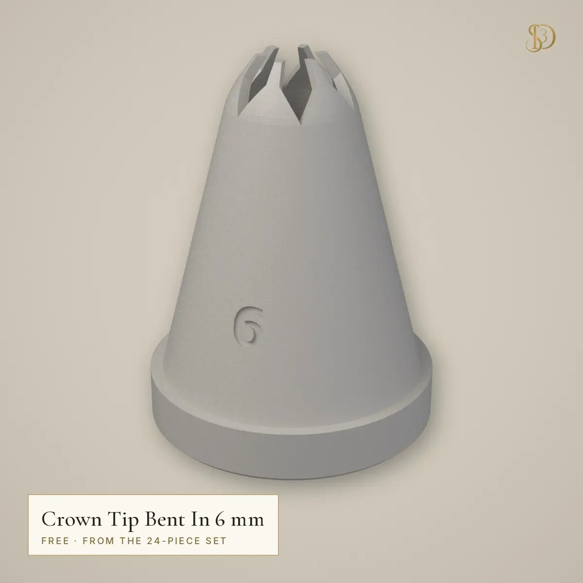 Crown Star Piping Tip 6 mm – Free Bent-In Nozzle (from the 24-Piece Set) — modelo 3D