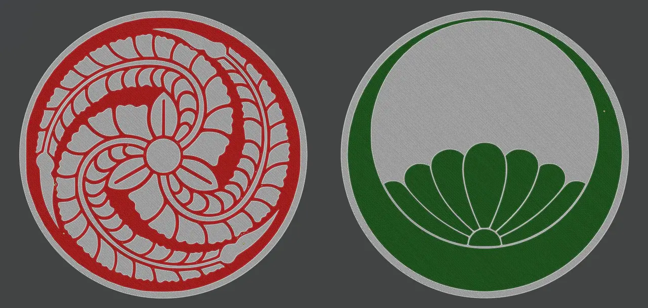 Archaic Trace — Floral Kamon Coaster Set (2 of 5) — modelo 3D