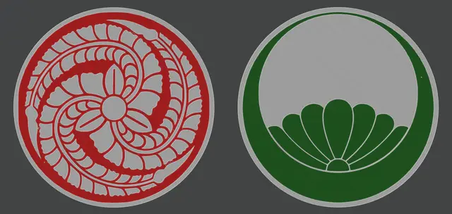 Archaic Trace — Floral Kamon Coaster Set (2 of 5) — modelo 3D